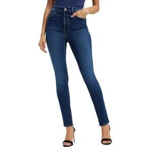 Good American High-Rise Skinny Jeans Split Hem Dark Wash Size 28